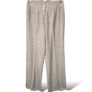 MARGARET M Linen Blend Pin Stripe Wide Leg Cuffed Trousers  MADE IN CANADA Sz 4